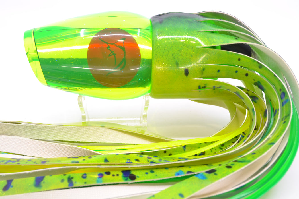 Bonze Lures Green Mirrored Red Eyes Sugar Daddy 14" 15.5oz Fire Tailz Vinyl Mahi
