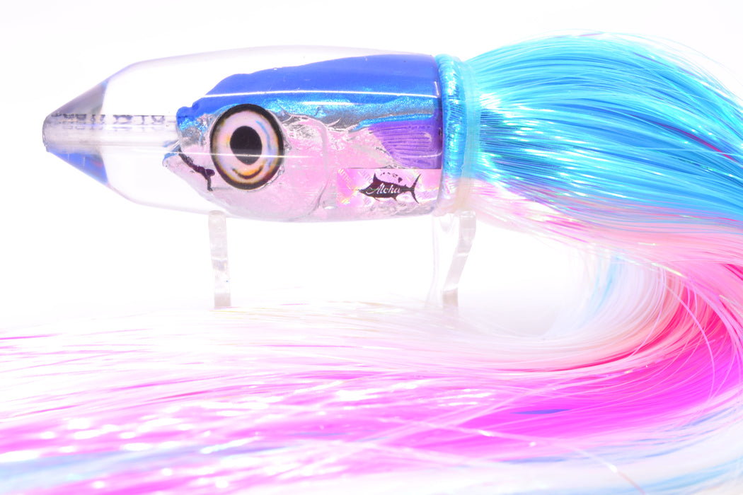 Aloha Lures Blue-Ice Blue Back Purple Fins Deep Six Malolo 9" 6.5oz Strobez Ice Blue-White GZE