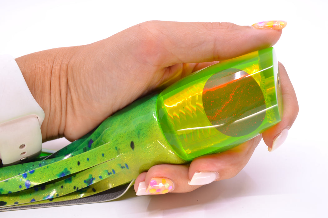 Koya Lures Green Rainbow Scale Red Eyes Small 861 10" 6oz Fire Tailz Vinyl Mahi GZE