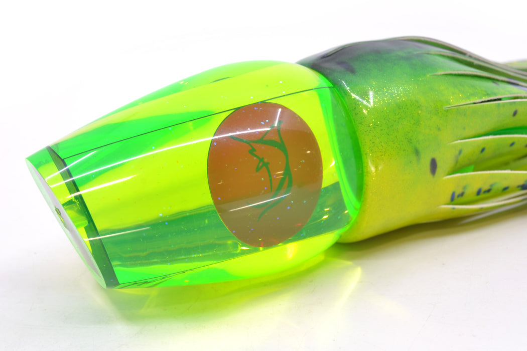 Bonze Lures Green Mirrored Red Eyes Sugar Daddy 14" 15.5oz Fire Tailz Vinyl Mahi