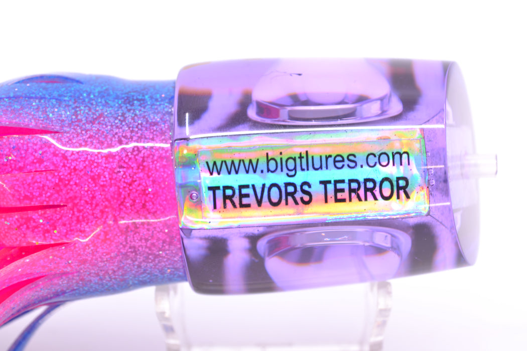 Big T Lures Purple Rainbow Pearl Black Striped Back Trevor's Terror 14" 10.5oz Skirted GZE