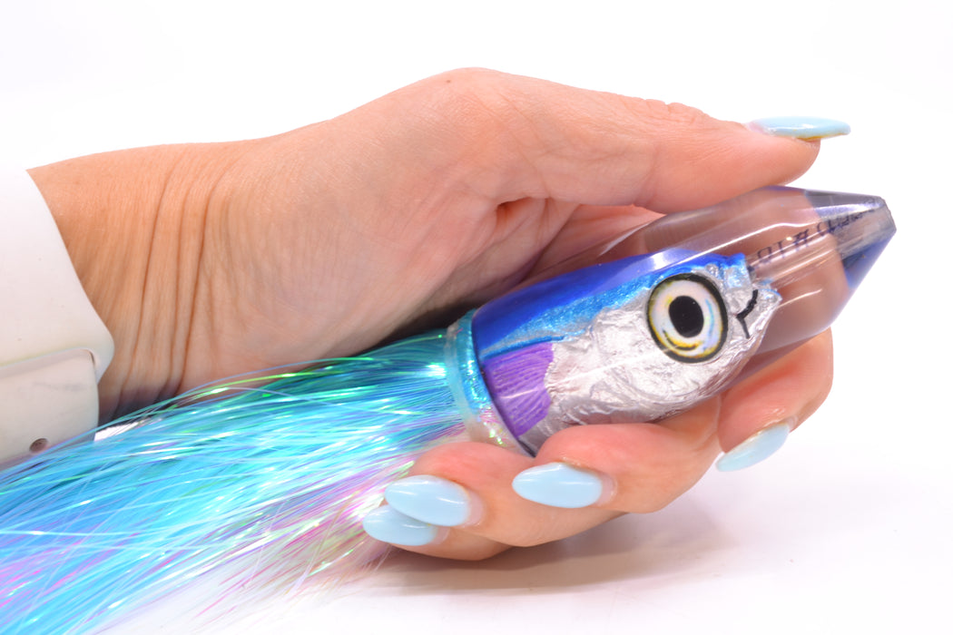 Aloha Lures Blue-Ice Blue Back Purple Fins Deep Six Malolo 9" 6.5oz Strobez Ice Blue-White GZE