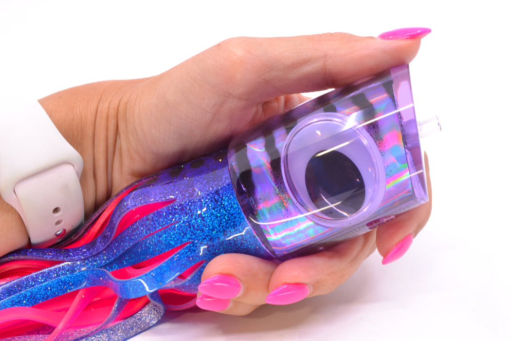Big T Lures Purple Rainbow Pearl Black Striped Back Trevor's Terror 14" 10.5oz Skirted GZE