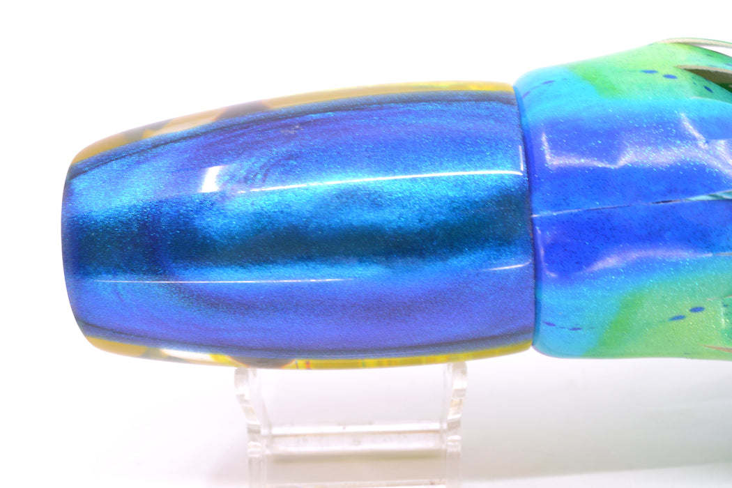 Ali'i Kai Lures Yellow Mahi Blue Back XL Kill Switch 14" 12.8oz Fire Tailz Vinyl Mad Mahi