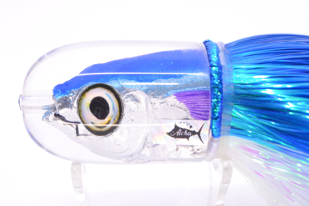 Aloha Lures Blue-Ice Blue Back Large Magic Malolo 12" 7oz Strobez Royal Blue-White