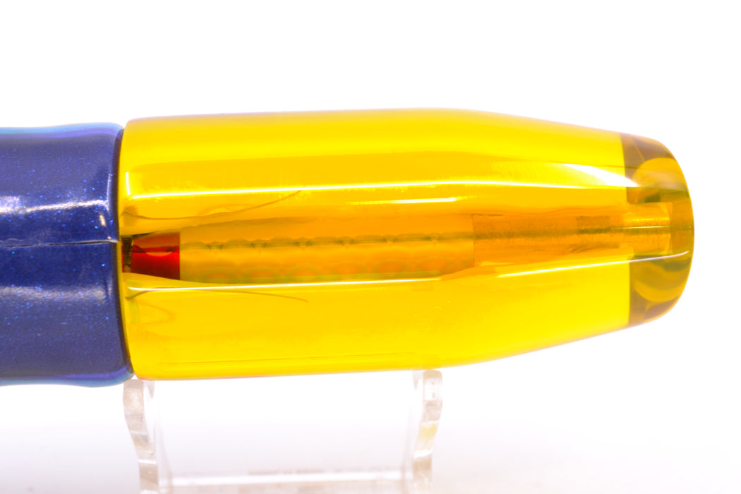 Crampton Baits Yellow Resin Real MOP Red Eyes Plunger 12" 7oz Fire Tailz Yellowfin