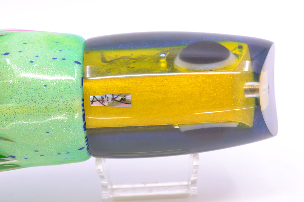Ali'i Kai Lures Yellow Mahi Blue Back XL Kill Switch 14" 12.8oz Fire Tailz Vinyl Mad Mahi