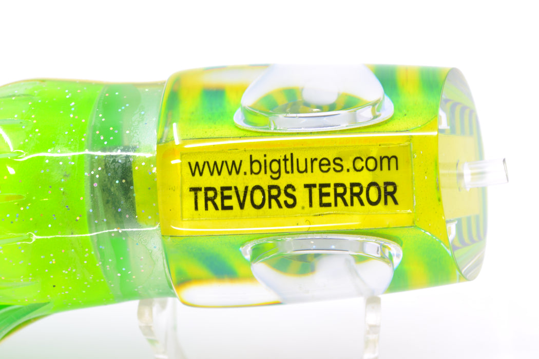 Big T Lures Yellow Pearl Green Striped Back Trevor's Terror 14" 10.5oz Skirted GZE