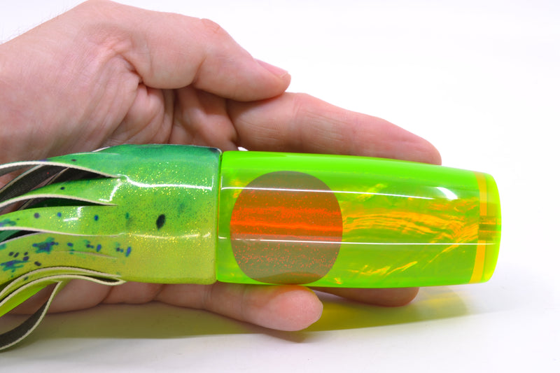 Koya Lures Lime Green MOP Red Eyes Hard Head 12" 7oz FT Vinyl Mahi