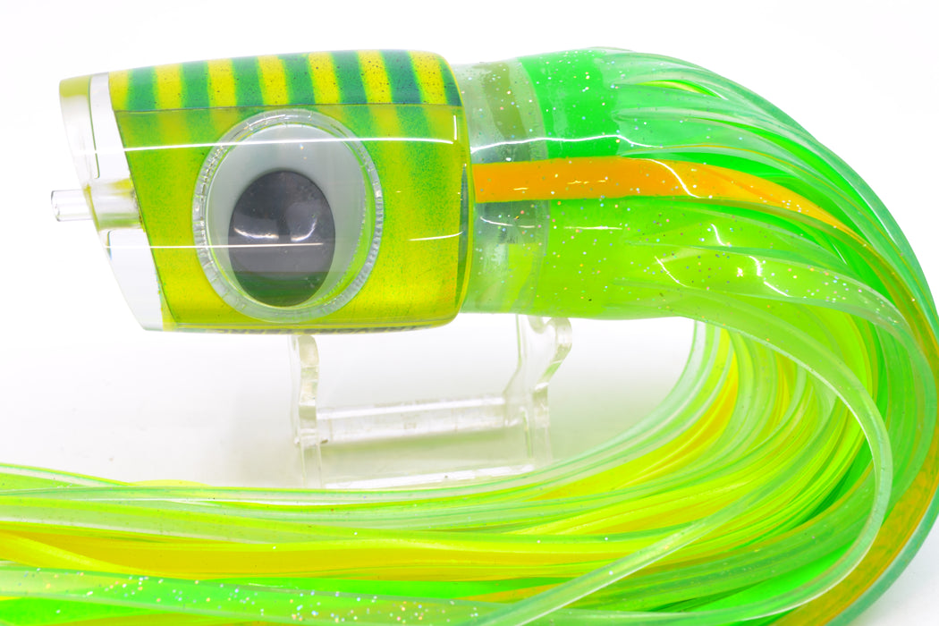Big T Lures Yellow Pearl Green Striped Back Trevor's Terror 14" 10.5oz Skirted GZE