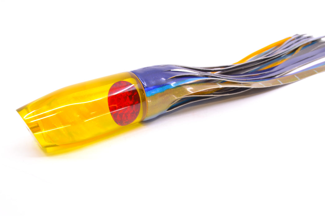 Crampton Baits Yellow Resin Real MOP Red Eyes Plunger 12" 7oz Fire Tailz Yellowfin
