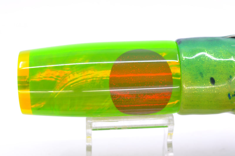 Koya Lures Lime Green MOP Red Eyes Hard Head 12" 7oz FT Vinyl Mahi