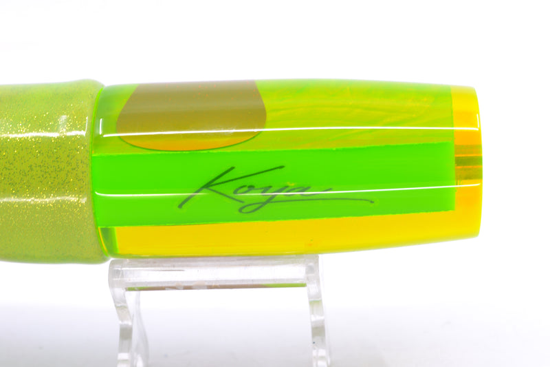 Koya Lures Lime Green MOP Red Eyes Hard Head 12" 7oz FT Vinyl Mahi