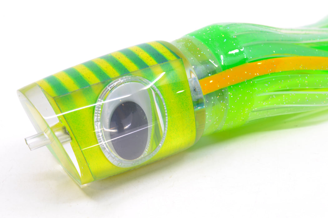 Big T Lures Yellow Pearl Green Striped Back Trevor's Terror 14" 10.5oz Skirted GZE