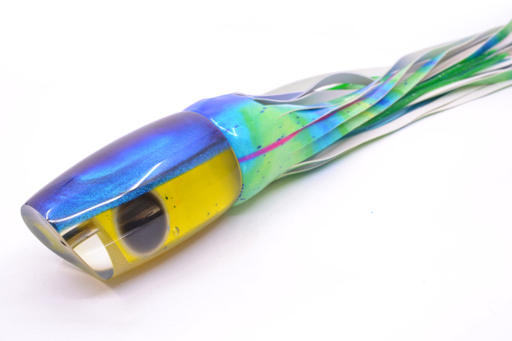 Ali'i Kai Lures Yellow Mahi Blue Back XL Kill Switch 14" 12.8oz Fire Tailz Vinyl Mad Mahi