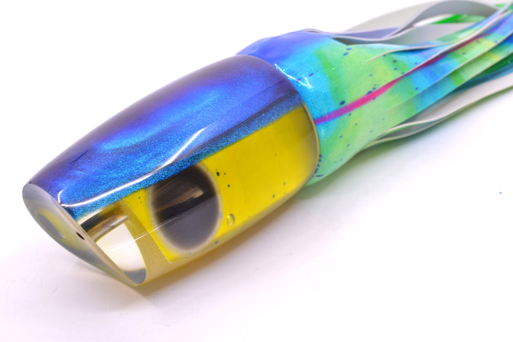 Ali'i Kai Lures Yellow Mahi Blue Back XL Kill Switch 14" 12.8oz Fire Tailz Vinyl Mad Mahi