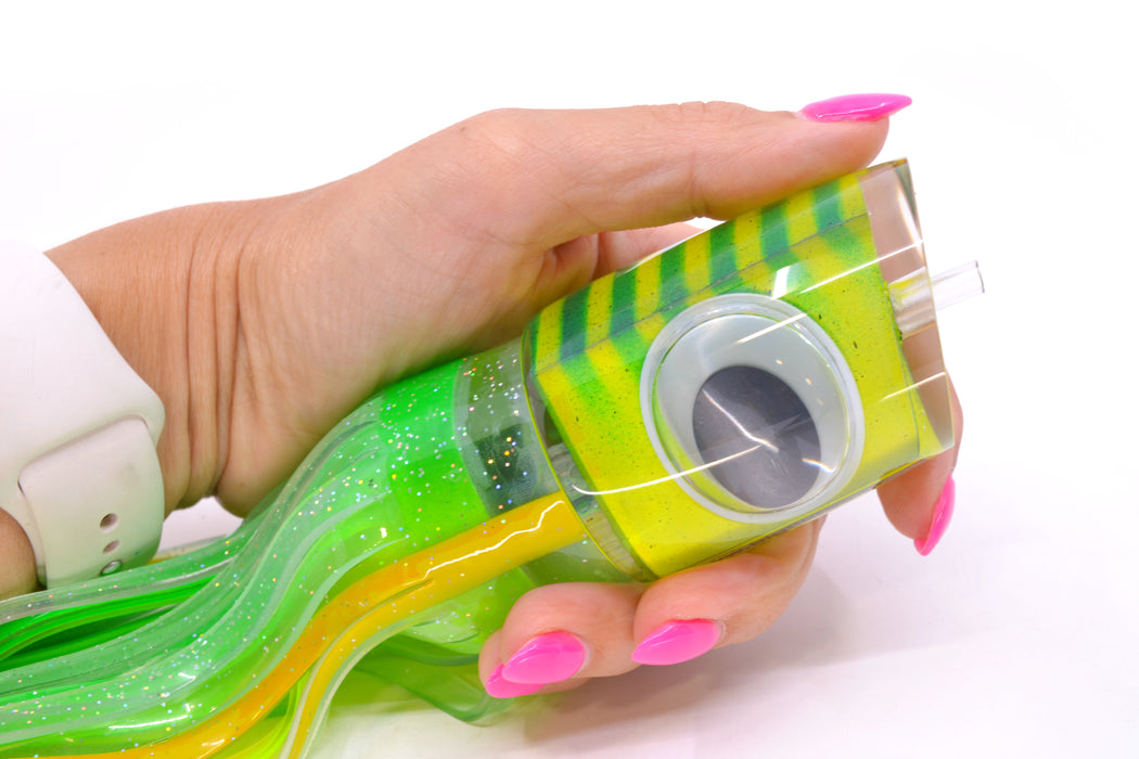 Big T Lures Yellow Pearl Green Striped Back Trevor's Terror 14" 10.5oz Skirted GZE