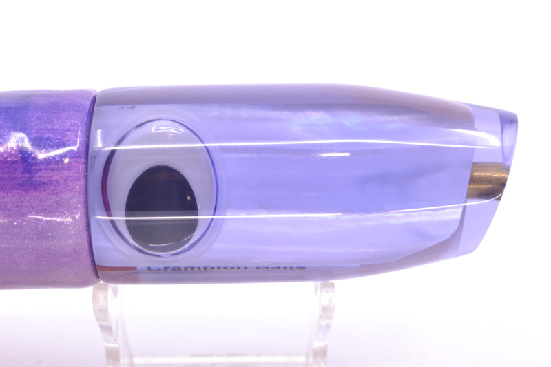 Crampton Baits Purple Resin Real MOP Doll Eyes Plunger 12" 7oz Fire Tailz Purple Eclipse
