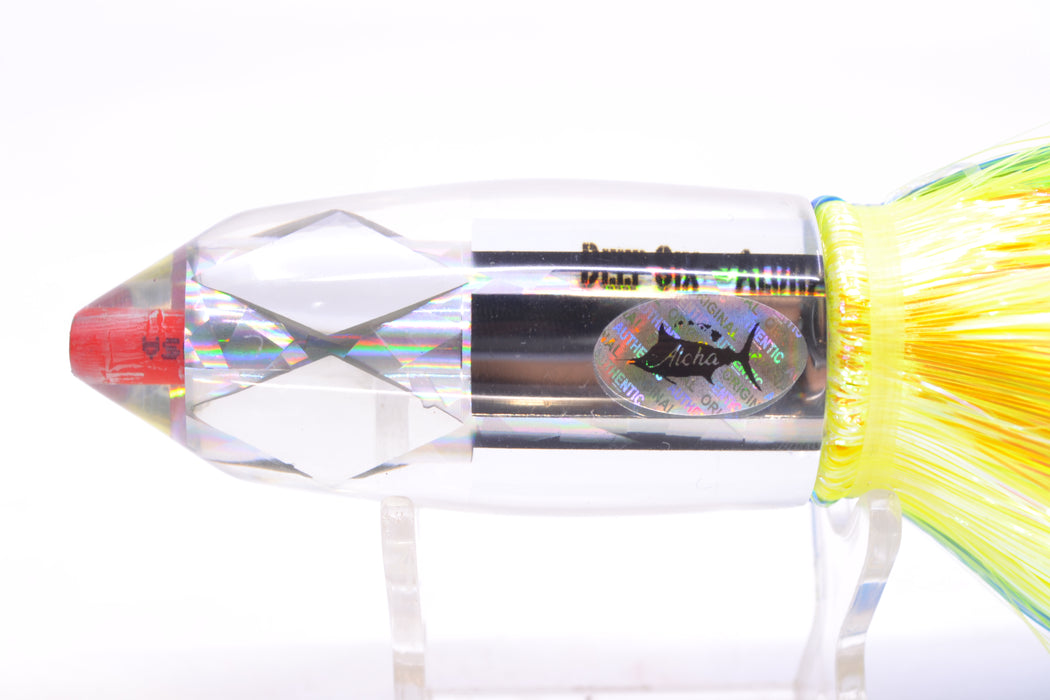 Aloha Lures Mirrored Silver Rainbow Flake Deep Six 9" 6oz Strobez Blue-Chartreuse GZE