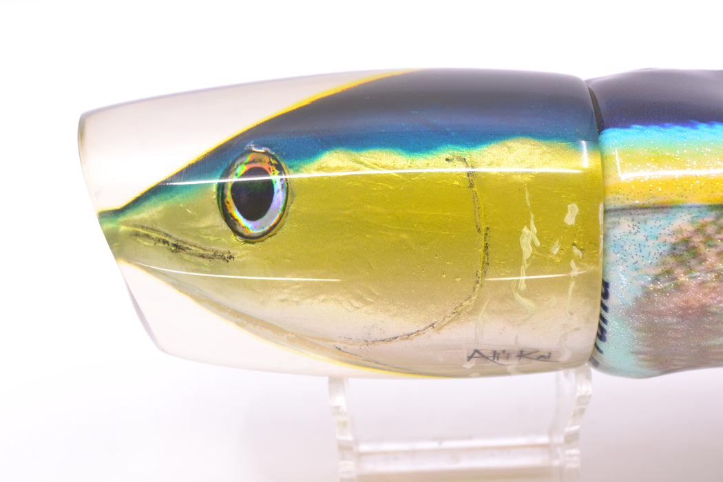 Ali'i Kai Lures Yellowfin Fish Head XL Kill Switch 14" 12.8oz Fire Tailz Vinyl Yellowfin