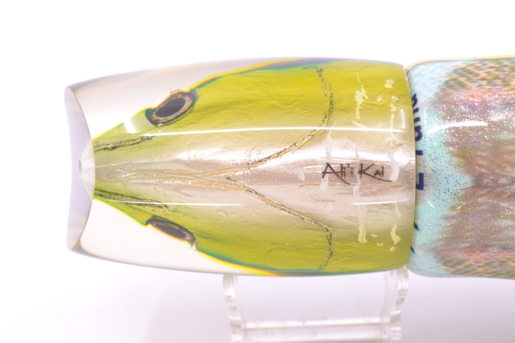 Ali'i Kai Lures Yellowfin Fish Head XL Kill Switch 14" 12.8oz Fire Tailz Vinyl Yellowfin