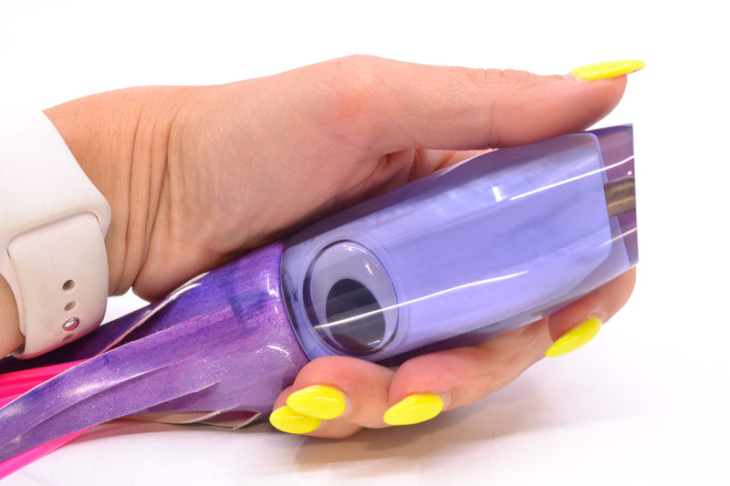 Crampton Baits Purple Resin Real MOP Doll Eyes Plunger 12" 7oz Fire Tailz Purple Eclipse