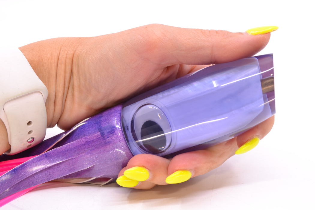 Crampton Baits Purple Resin Real MOP Doll Eyes Plunger 12" 7oz Fire Tailz Purple Eclipse