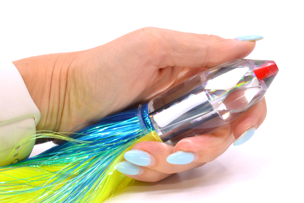 Aloha Lures Mirrored Silver Rainbow Flake Deep Six 9" 6oz Strobez Blue-Chartreuse GZE