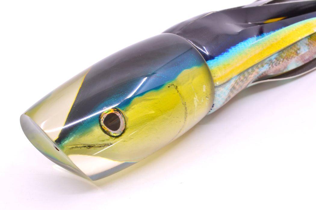 Ali'i Kai Lures Yellowfin Fish Head XL Kill Switch 14" 12.8oz Fire Tailz Vinyl Yellowfin