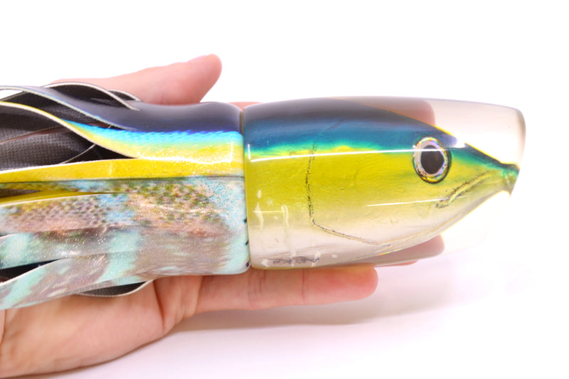 Ali'i Kai Lures Yellowfin Fish Head XL Kill Switch 14" 12.8oz Fire Tailz Vinyl Yellowfin