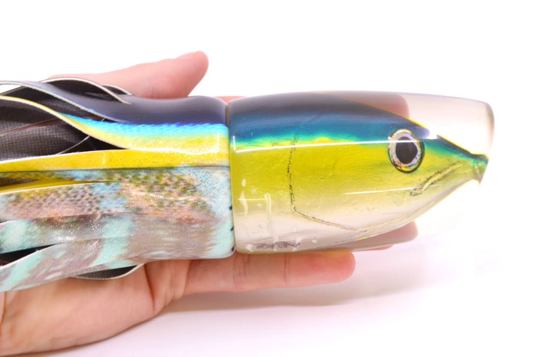 Ali'i Kai Lures Yellowfin Fish Head XL Kill Switch 14" 12.8oz Fire Tailz Vinyl Yellowfin