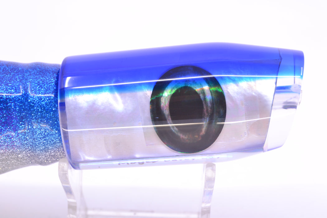 Moyes Lures White MOP Blue Back Taxi Eyes Davey Boy 12" 8oz Skirted Blue-Silver GZE