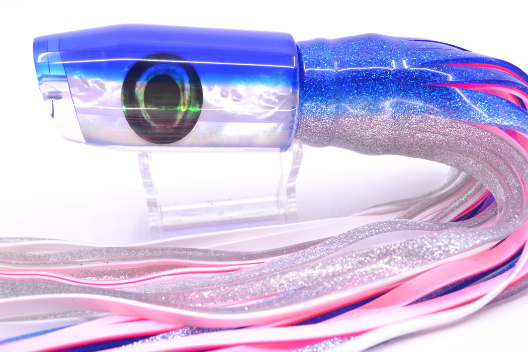 Moyes Lures White MOP Blue Back Taxi Eyes Davey Boy 12" 8oz Skirted Blue-Silver GZE