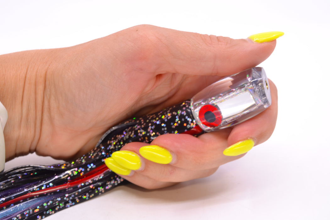 Coggin Lures Clear Mirrored Maui Peanut 5.5" 3oz Skirted Black-Red/Purple-Blue