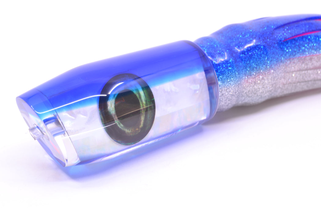 Moyes Lures White MOP Blue Back Taxi Eyes Davey Boy 12" 8oz Skirted Blue-Silver GZE