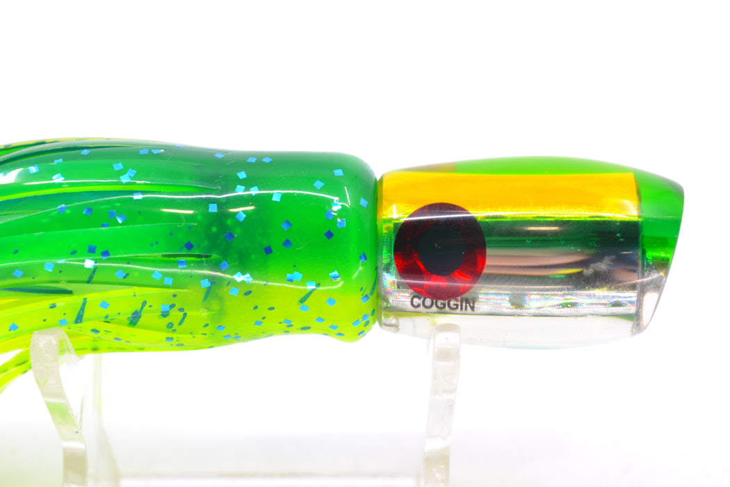 Coggin Lures Clear Mirrored Yellow-Green Back Maui Peanut 5.5" 3oz Skirted Mahi