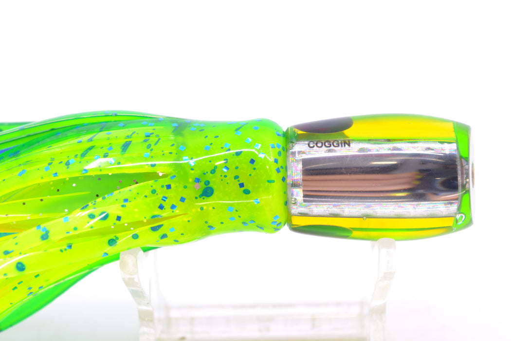 Coggin Lures Clear Mirrored Yellow-Green Back Maui Peanut 5.5" 3oz Skirted Mahi