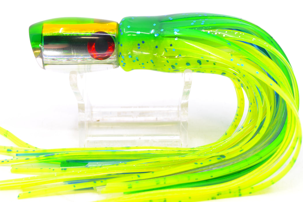 Coggin Lures Clear Mirrored Yellow-Green Back Maui Peanut 5.5" 3oz Skirted Mahi