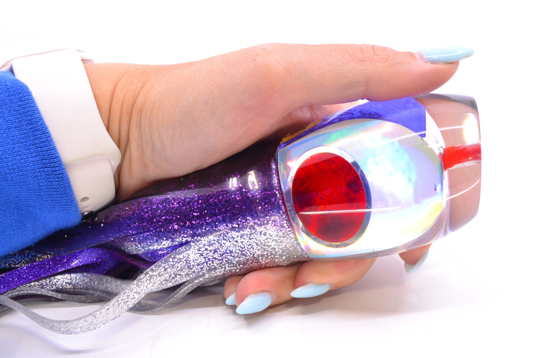 Aloha Lures Silver Rainbow Purple Back Bamboocha 12" 11.5oz Skirted Purple Aurora