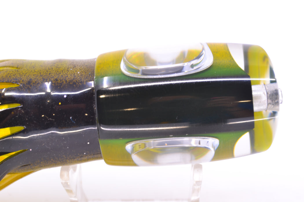 Big T Lures Black-Gold Rainbow Small Zulu Impi 12" 8oz Skirted Black-Clear/Yellow GZE