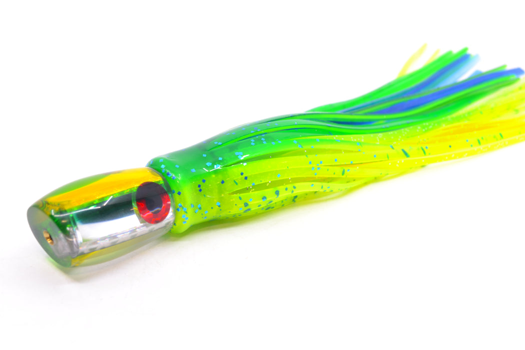 Coggin Lures Clear Mirrored Yellow-Green Back Maui Peanut 5.5" 3oz Skirted Mahi
