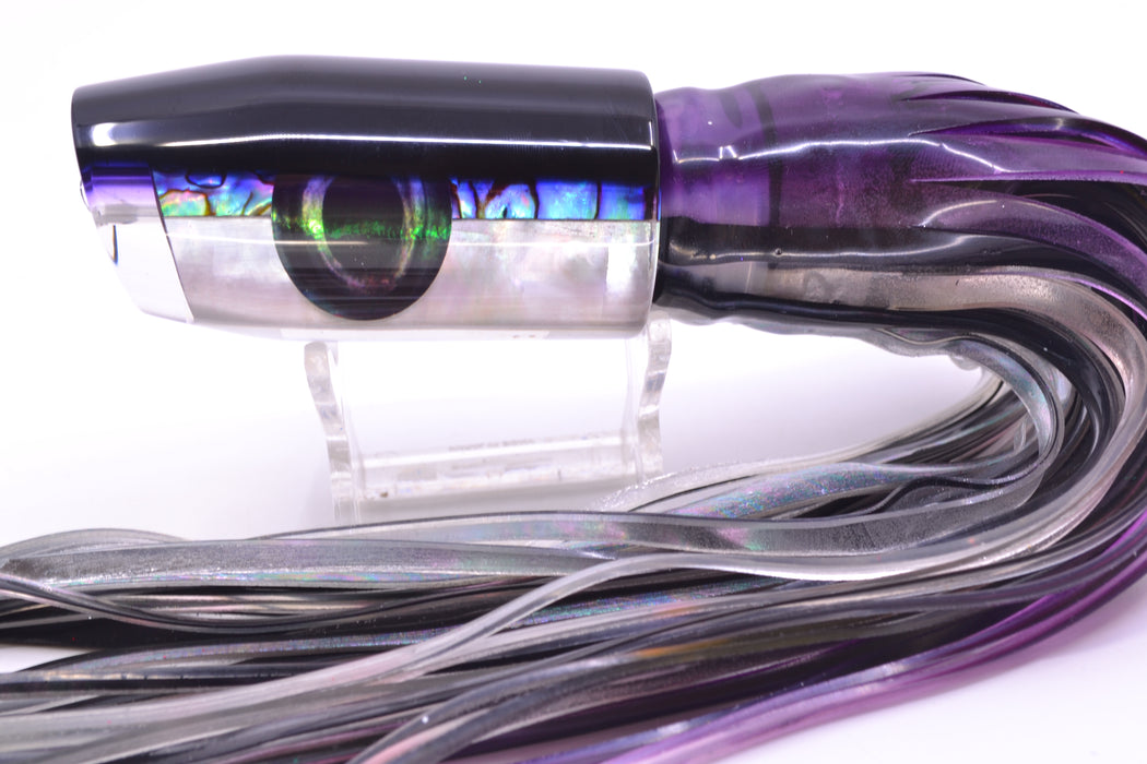 Moyes Lures Skipjack Paua-MOP Black-Purple Back Taxi Eyes Davey Boy 12" 8oz Skirted GZE