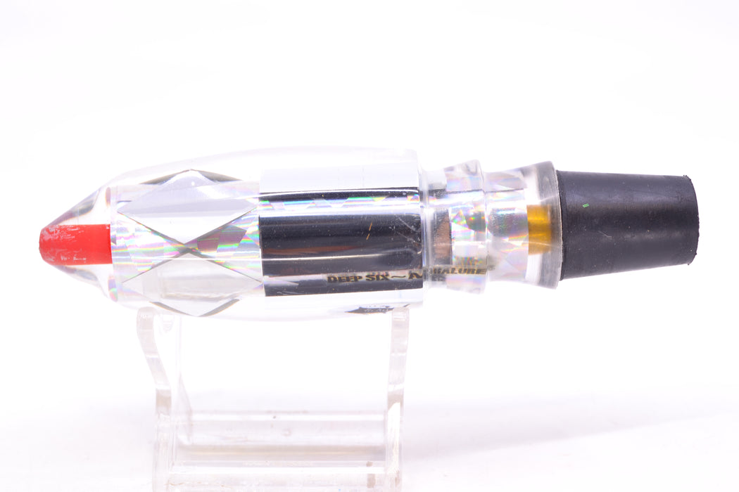 Aloha Lures Clear Mirrored Silver Rainbow Flake Deep Six 9" 4.7oz GZE