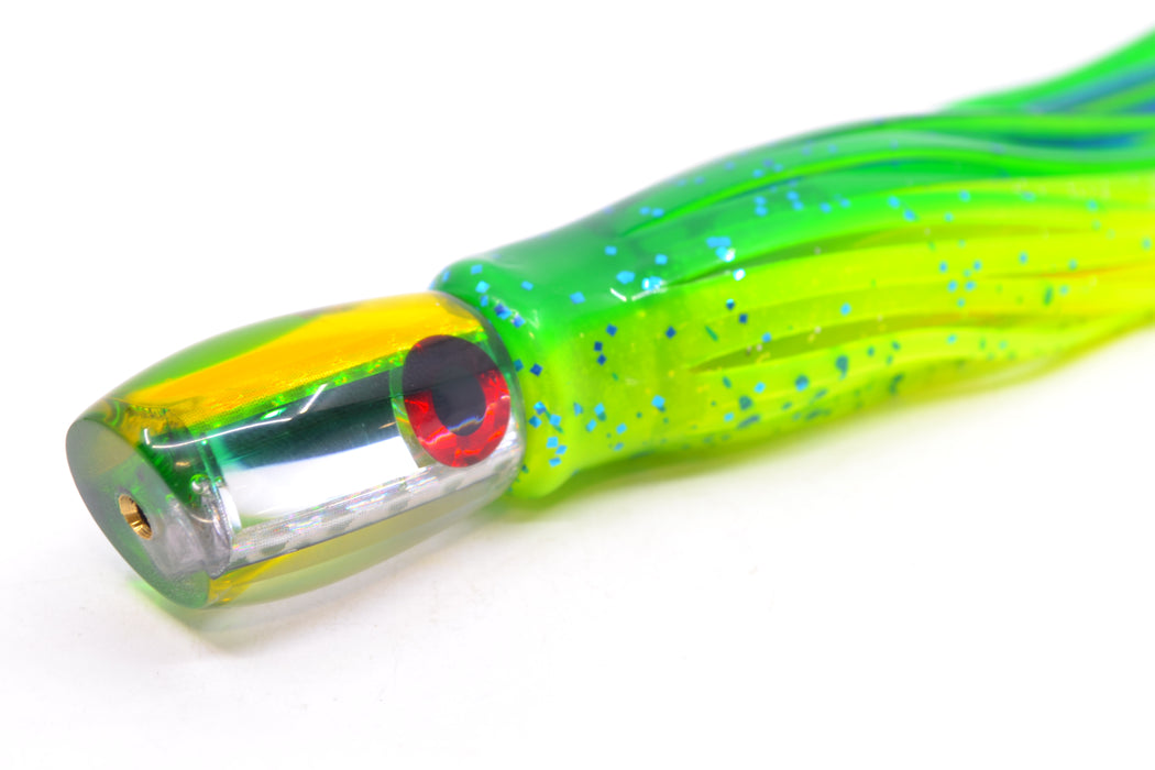 Coggin Lures Clear Mirrored Yellow-Green Back Maui Peanut 5.5" 3oz Skirted Mahi