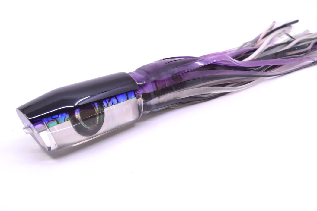 Moyes Lures Skipjack Paua-MOP Black-Purple Back Taxi Eyes Davey Boy 12" 8oz Skirted GZE
