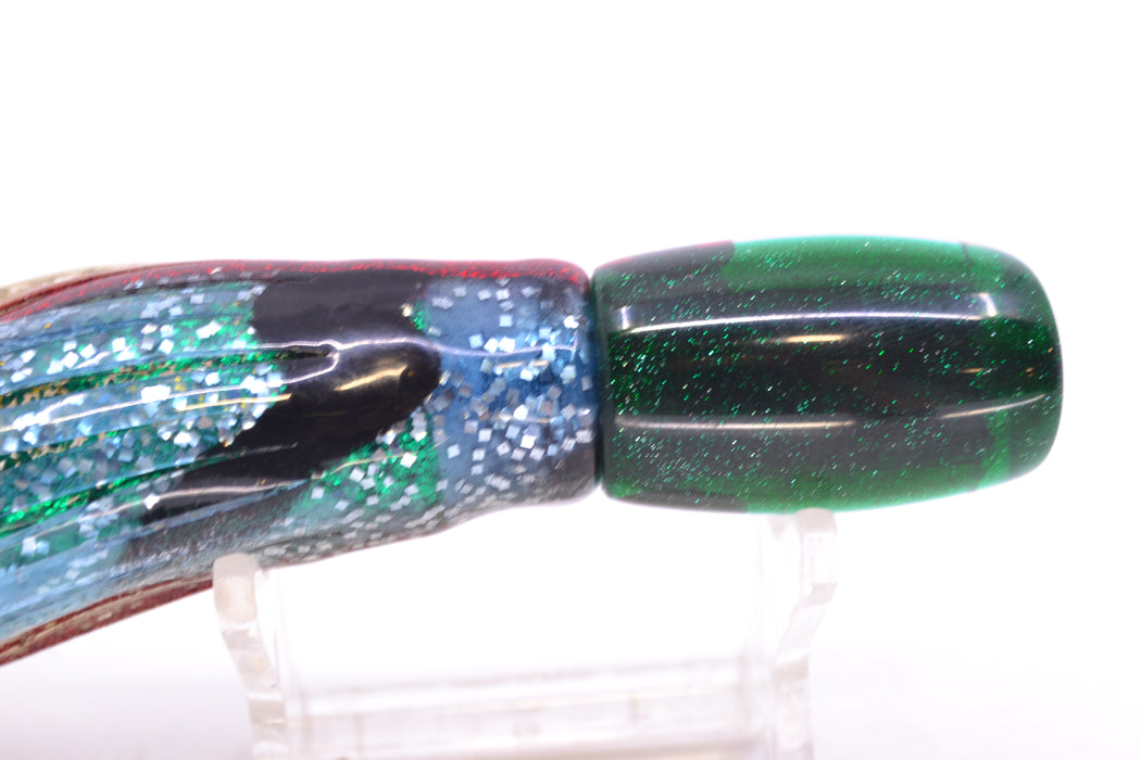 Coggin Lures Clear Mirrored Green Back Maui Peanut 5.5" 3oz Skirted Evil