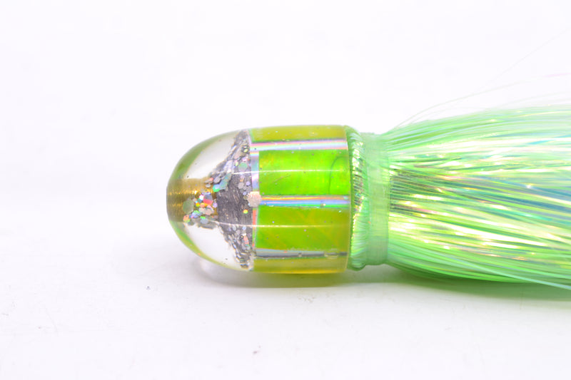 Marlin Magic Lime Green MOP Baby AP Bullet 4.5" 1.5oz Flashabou Chartreuse/Ice Blue