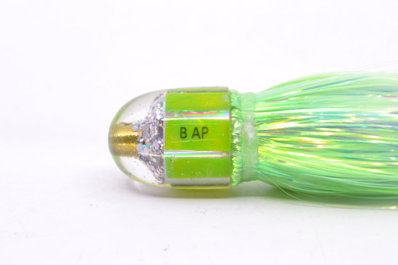 Marlin Magic Lime Green MOP Baby AP Bullet 4.5" 1.5oz Flashabou Chartreuse/Ice Blue