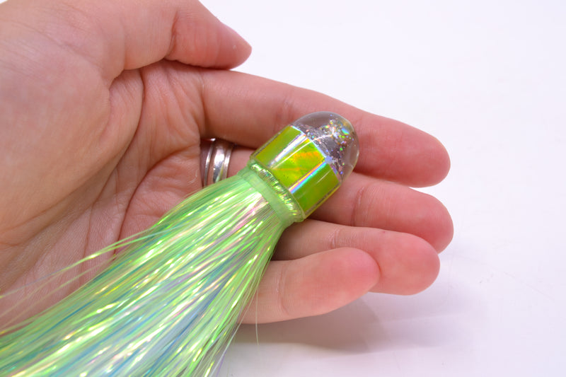 Marlin Magic Lime Green MOP Baby AP Bullet 4.5" 1.5oz Flashabou Chartreuse/Ice Blue