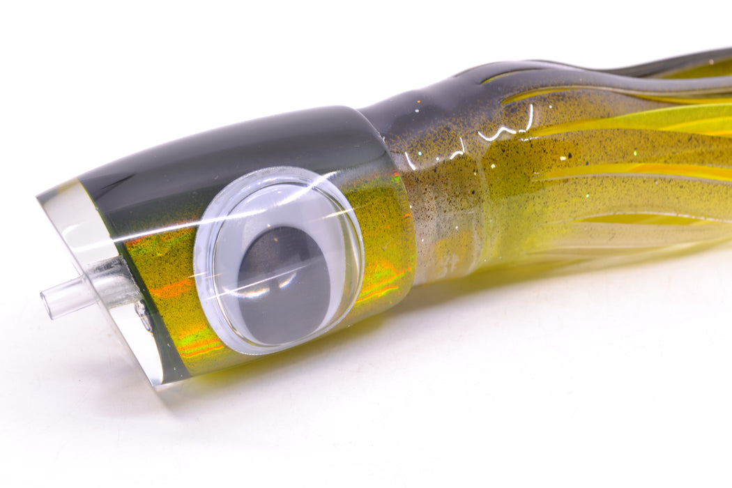 Big T Lures Black-Gold Rainbow Small Zulu Impi 12" 8oz Skirted Black-Clear/Yellow GZE
